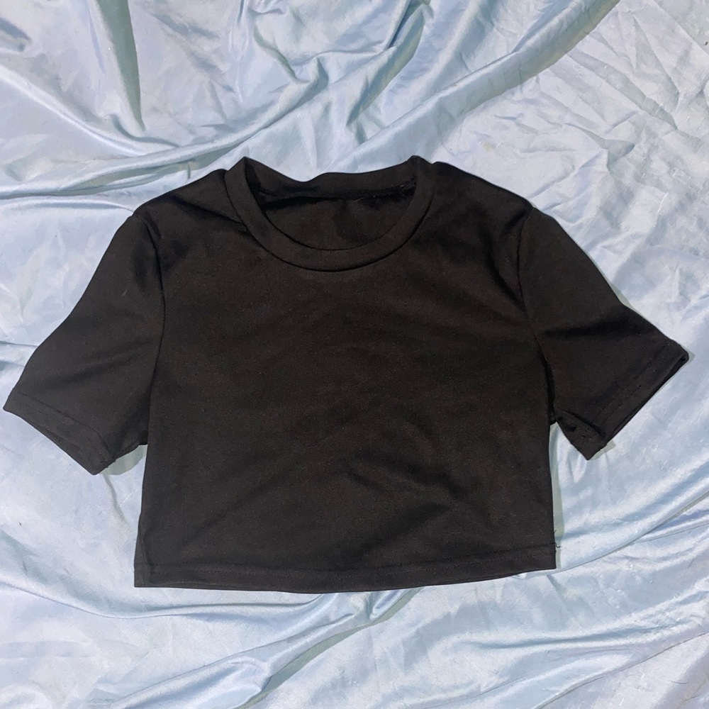 Black Ribbed Crop Tee